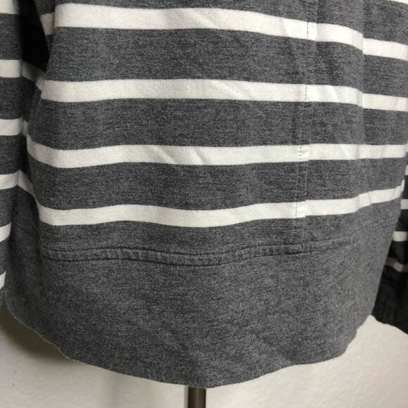 Cabi gray white striped lace up front hooded knit top size Medium #5324 - Picture 13 of 15